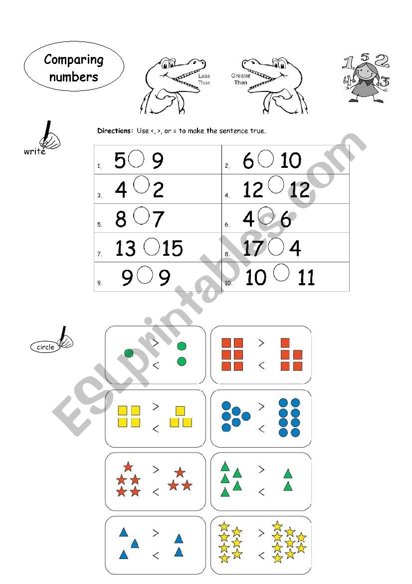 comparing numbers worksheet