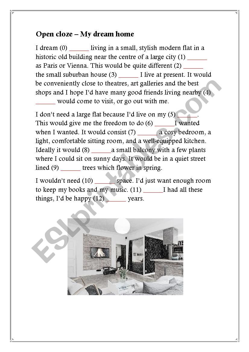 My dream home cloze  worksheet