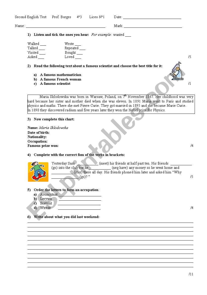 past simple worksheet worksheet