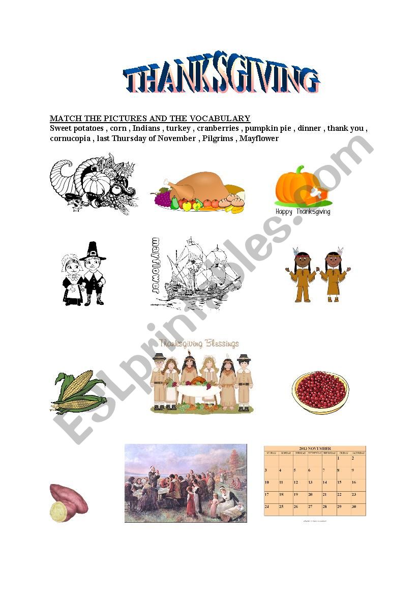 THANKSGIVING worksheet