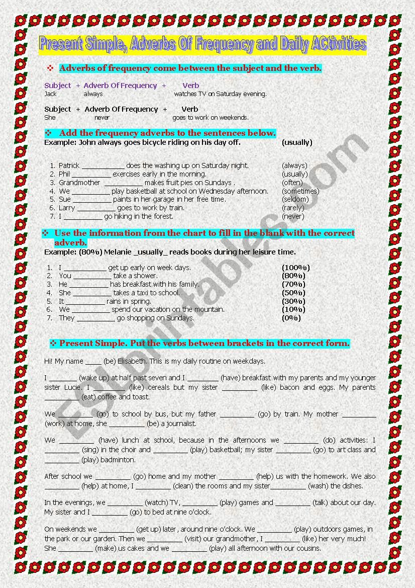 Present Simple, Adverbs Of Frequency and Daily ACtivities