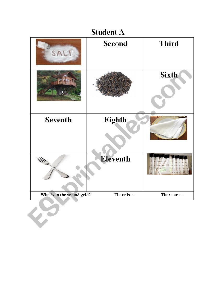 Ordinal Numbers Information Gap Activity Forms