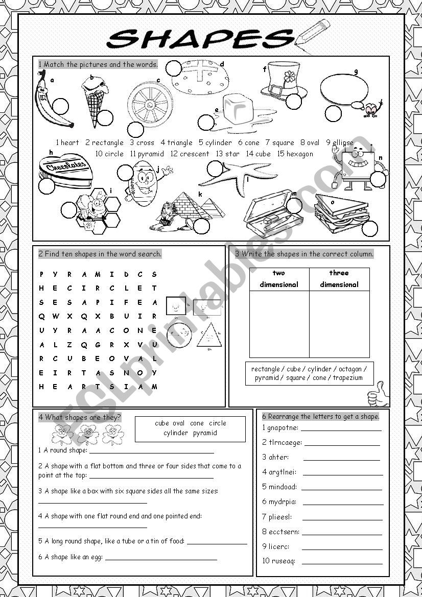 Shapes Vocabulary Exercises worksheet