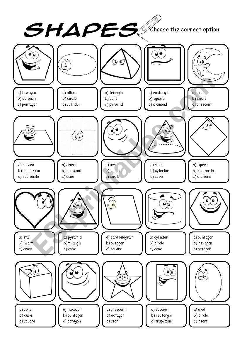 Shapes (Multiple Choice) worksheet