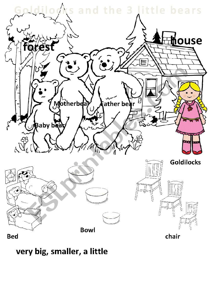 Goldilocks and 3 little bears worksheet