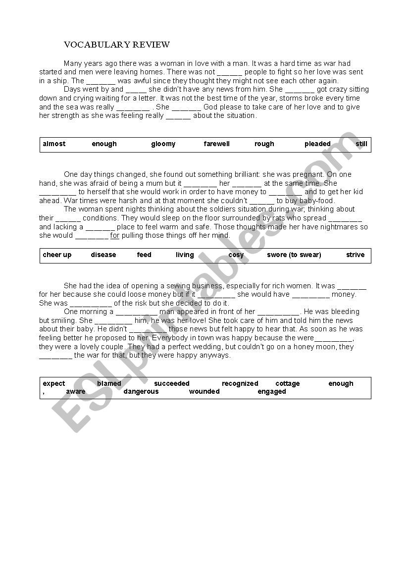 Vocabulary worksheet