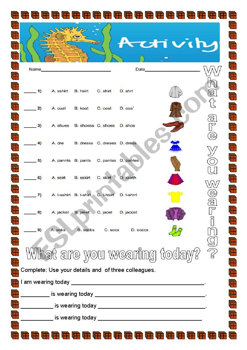 Clothes - Activity worksheet