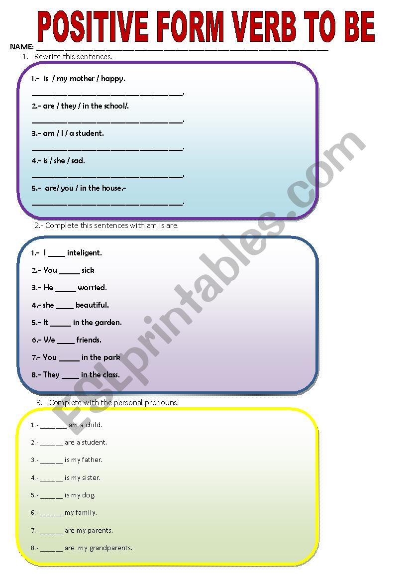 easy verb to be worksheet