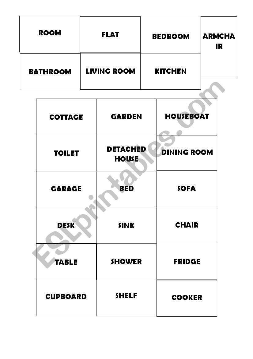 HOUSES VOCABULARY FLASHCARDS worksheet