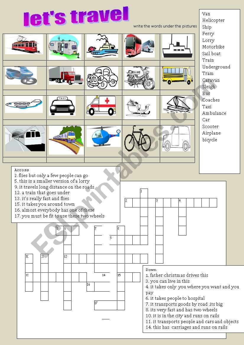 lets travel  worksheet