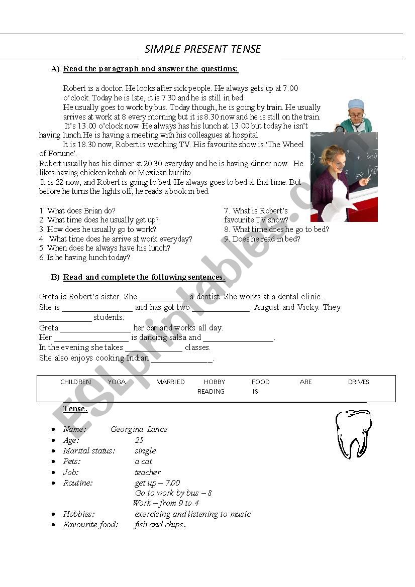 Simple present worksheet