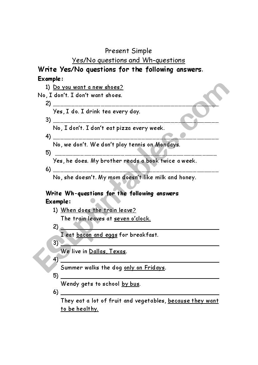 Present Simple Questions worksheet