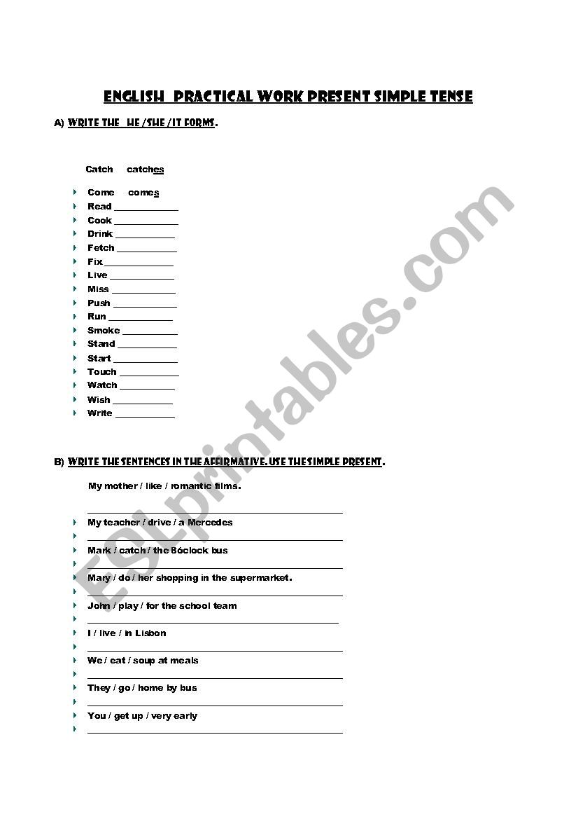 Present simple  worksheet