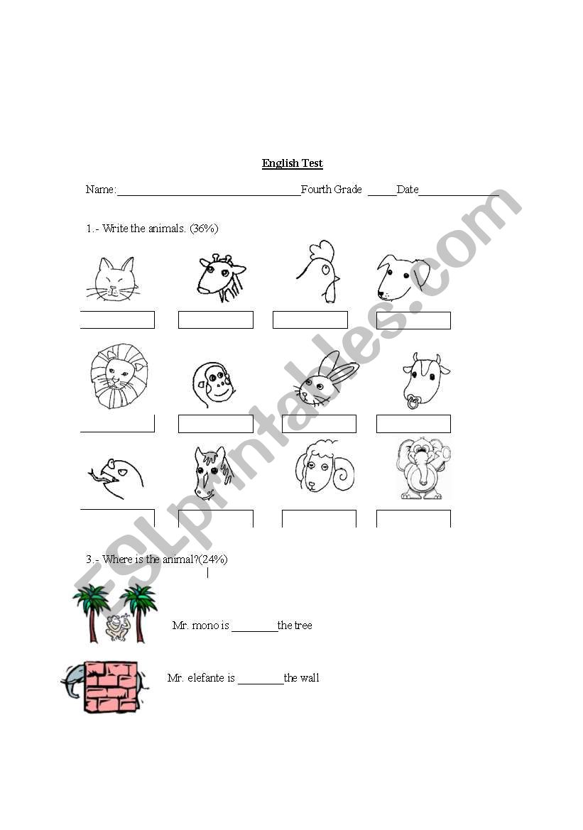 animals worksheet