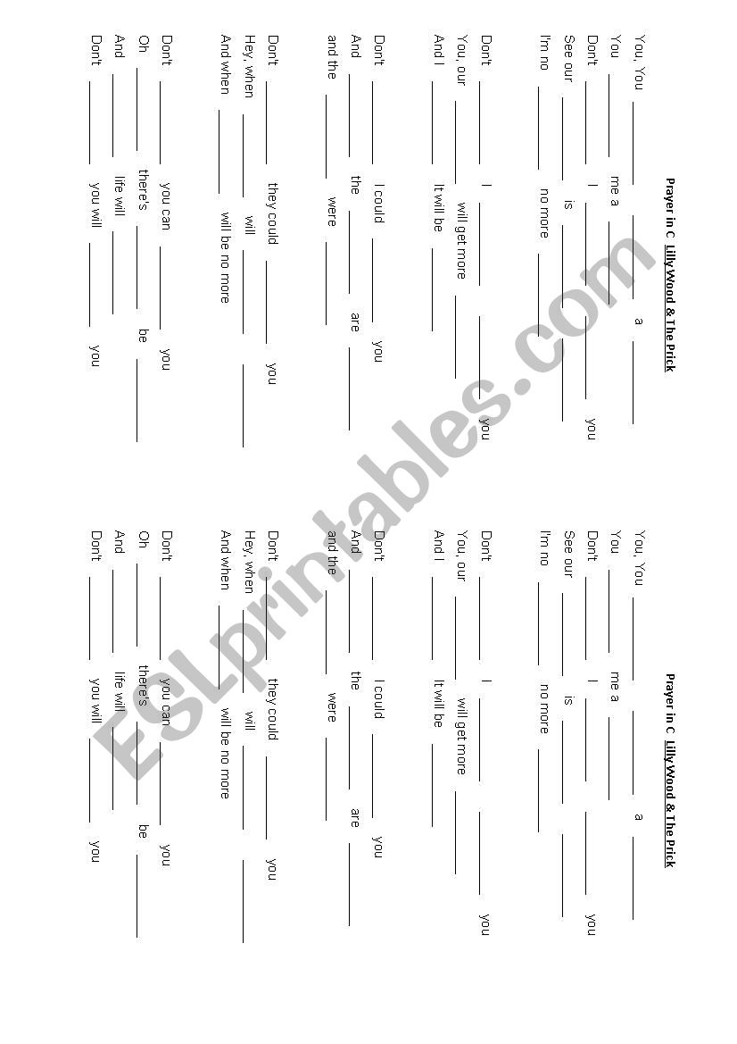 Song (C in player) worksheet