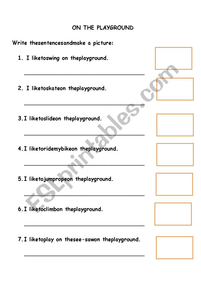 on the playground worksheet