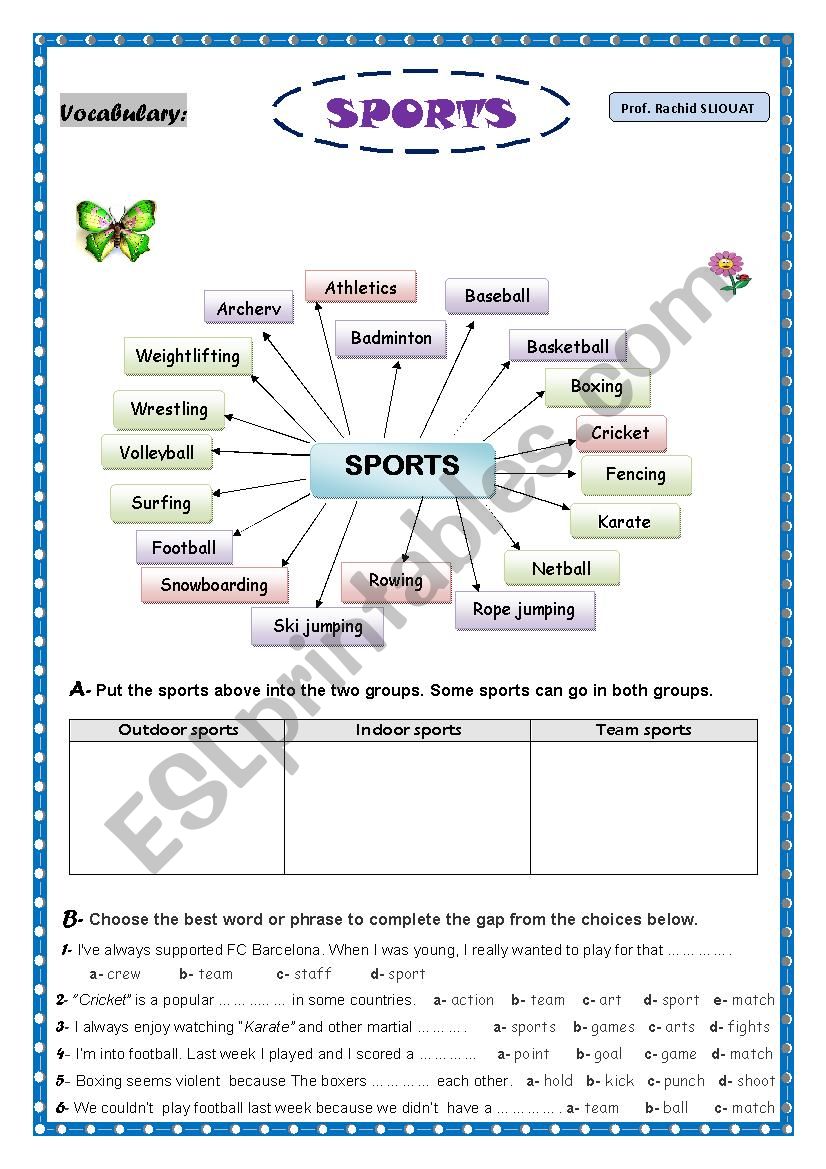 Sports  worksheet