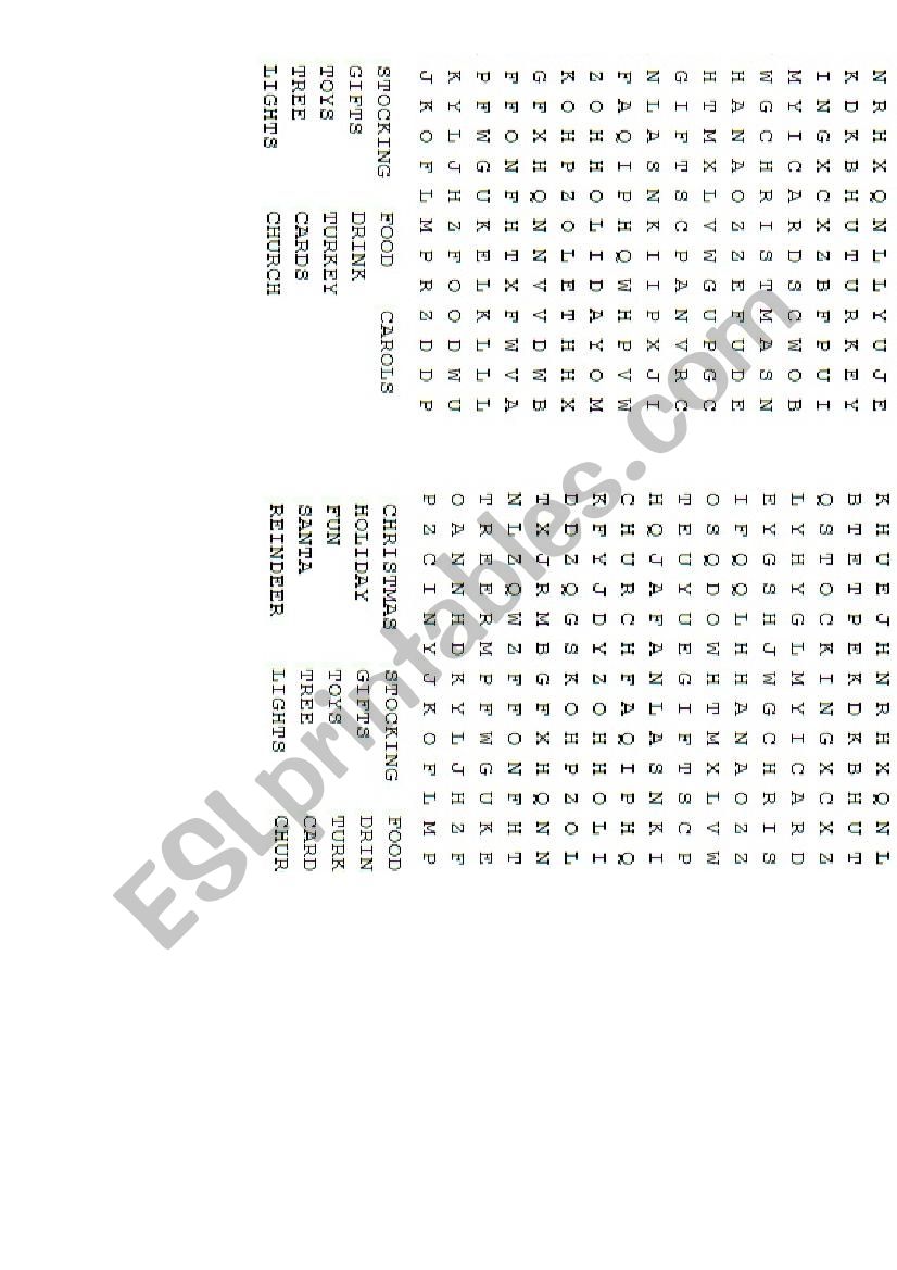 Christmas Word Search worksheet