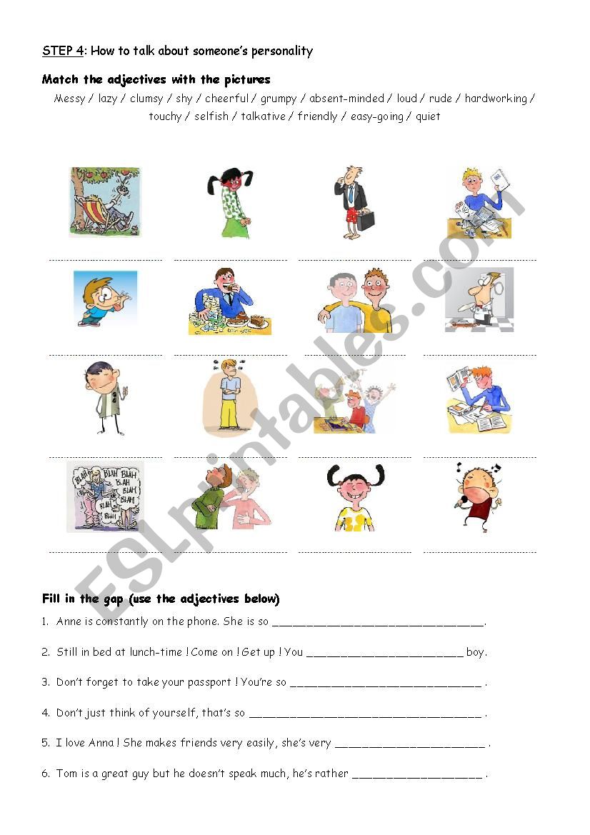 personality - adjectives worksheet