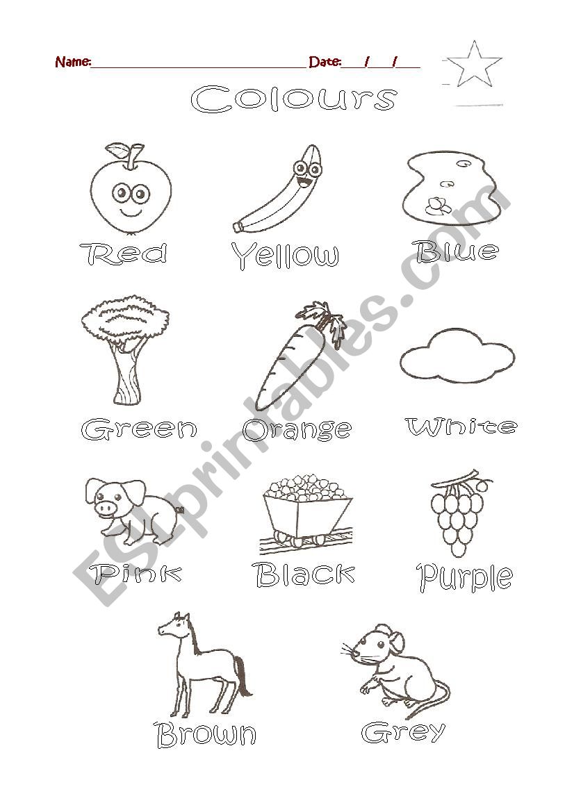 Colours worksheet