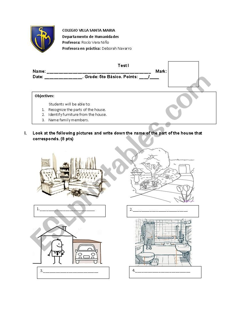 House - family vocabulary test