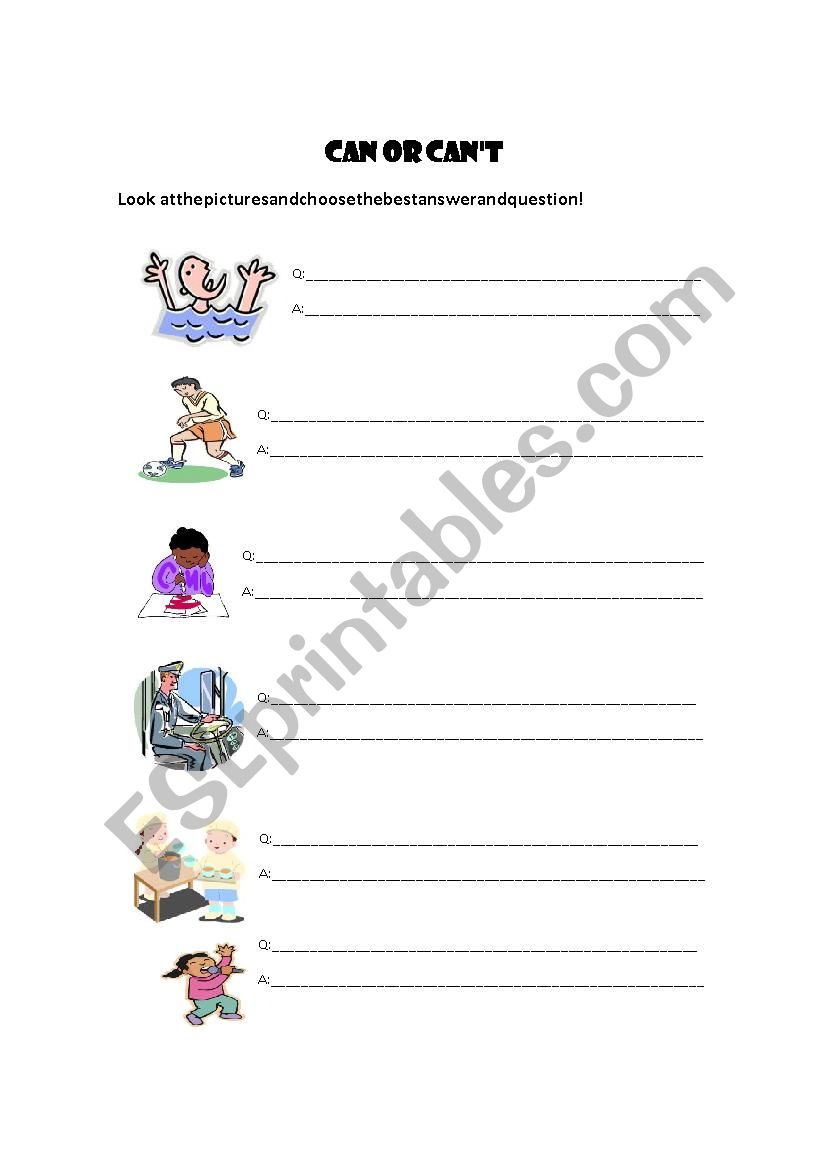 Can or Cant worksheet