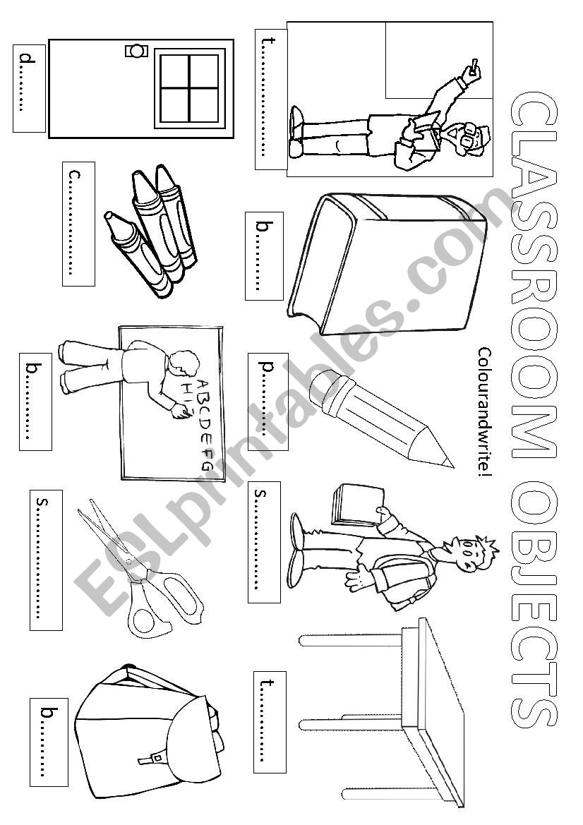 Classroom Objects worksheet