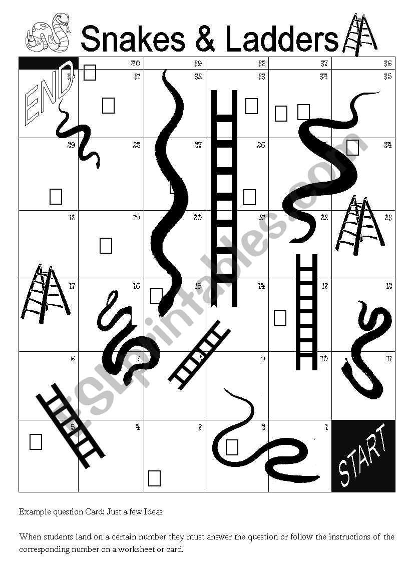 Snakes and Ladders Game Board - for ANY grammar point