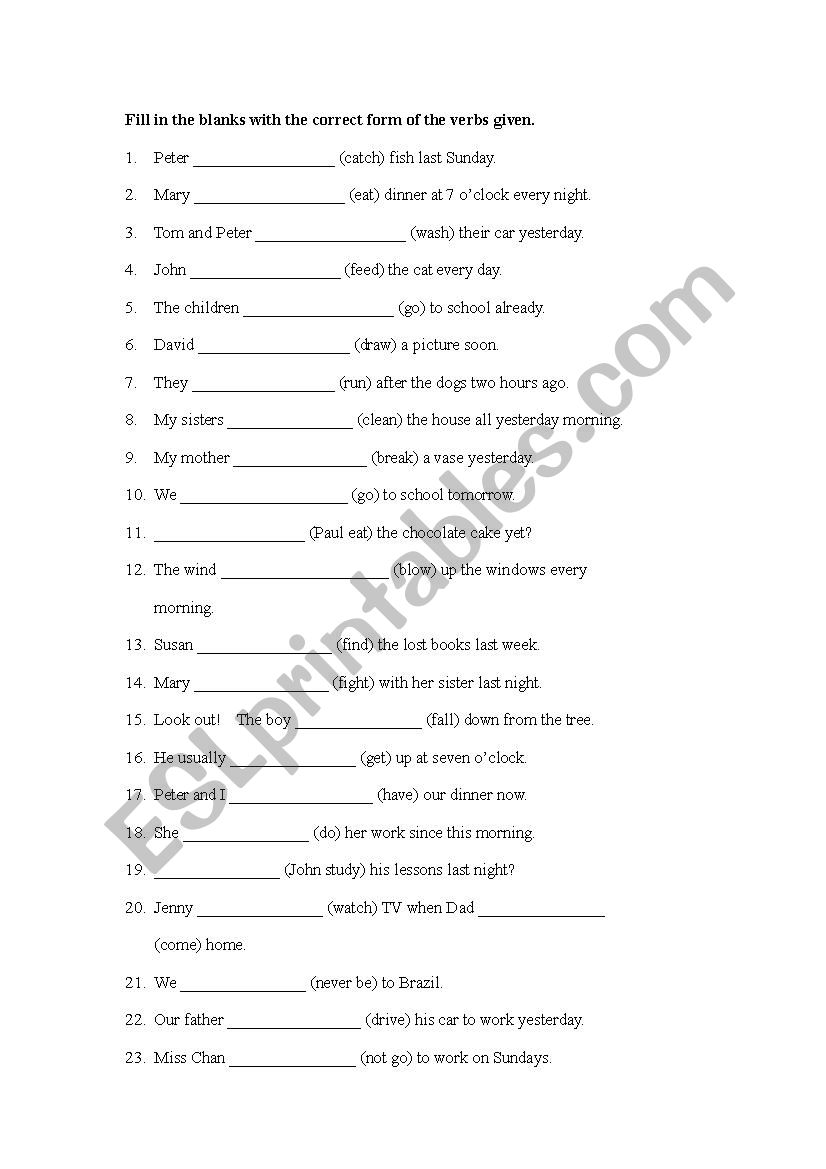 Mixed Tenses worksheet