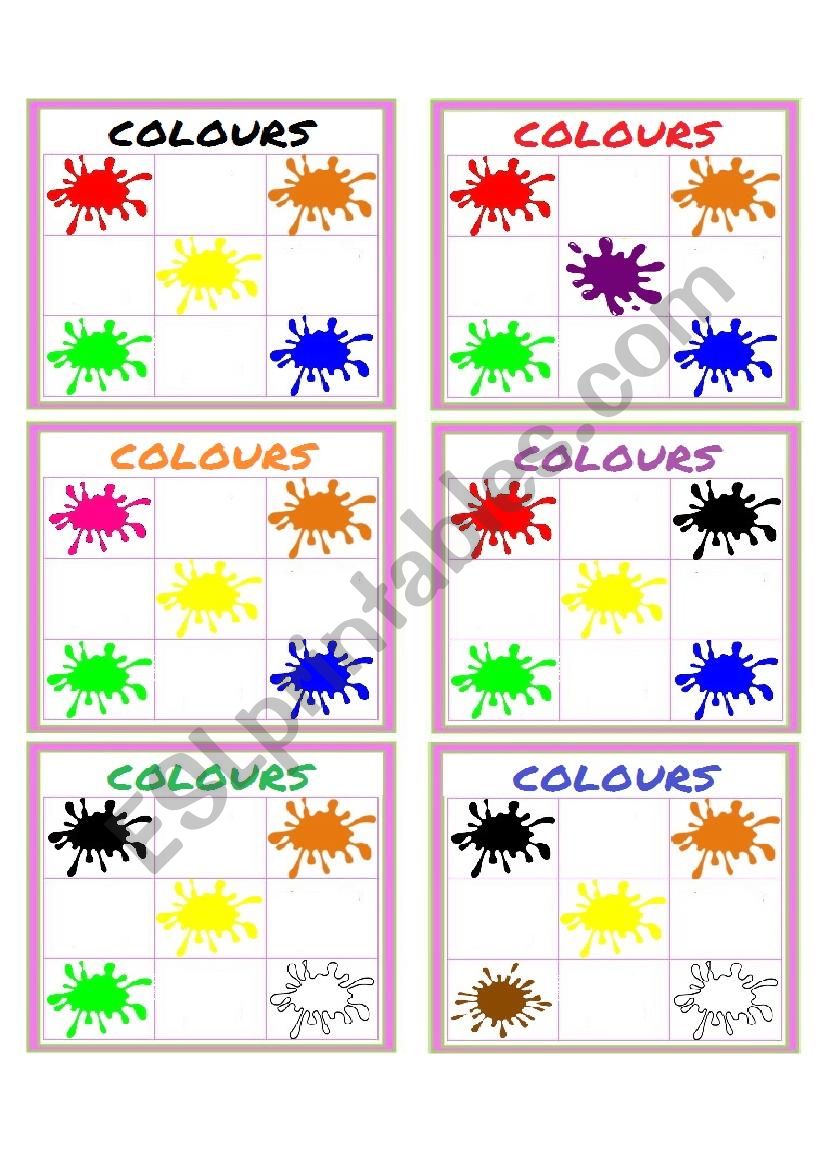 COLOURFUL BINGO! worksheet