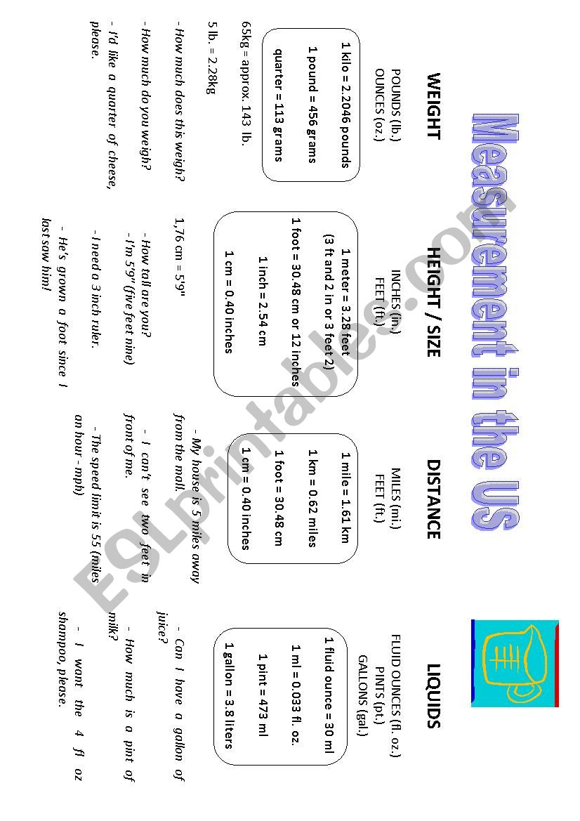Measurement in the US worksheet