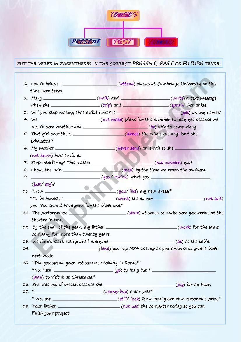 MIXED TENSES worksheet