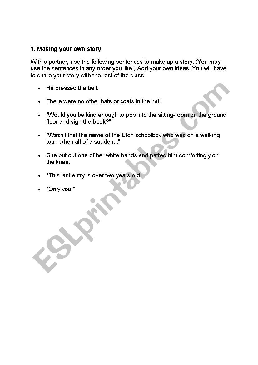 activity for the landlady worksheet