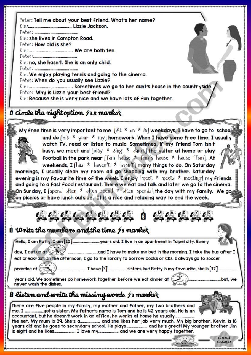 7th form mid term test Part 2 worksheet