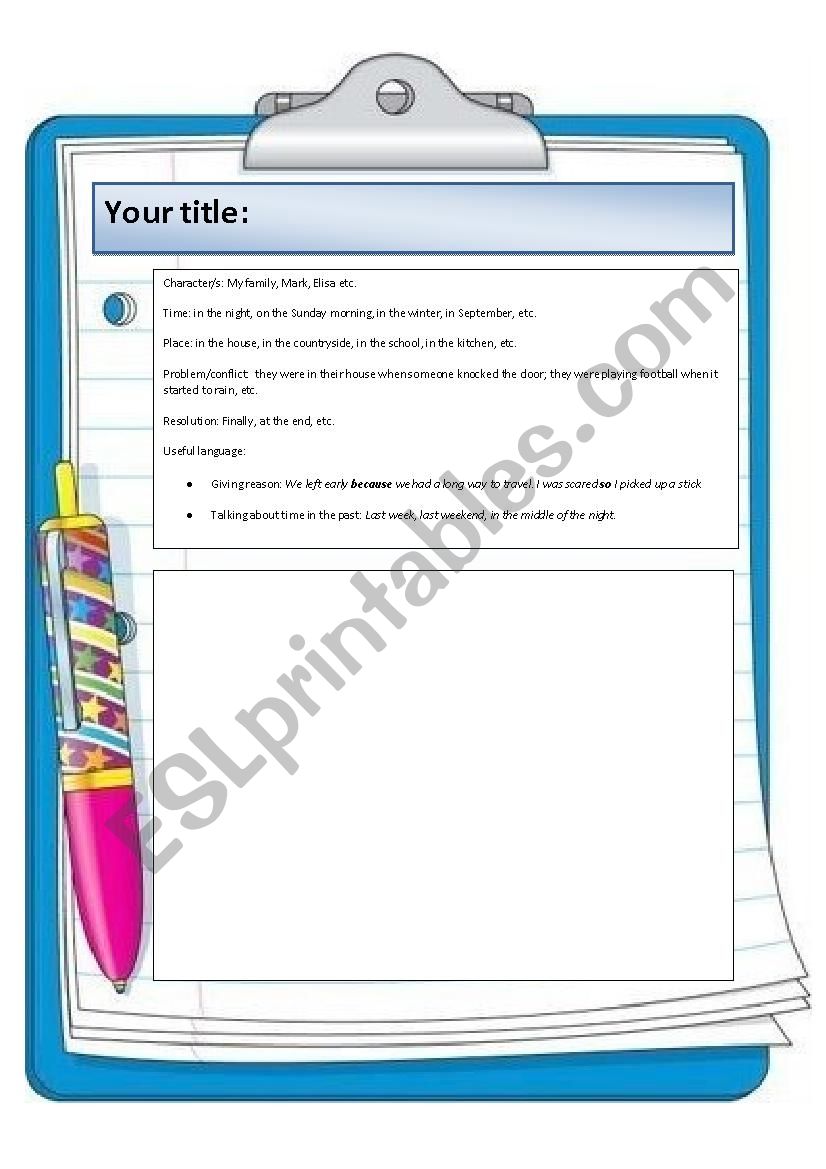 Writing Framework worksheet