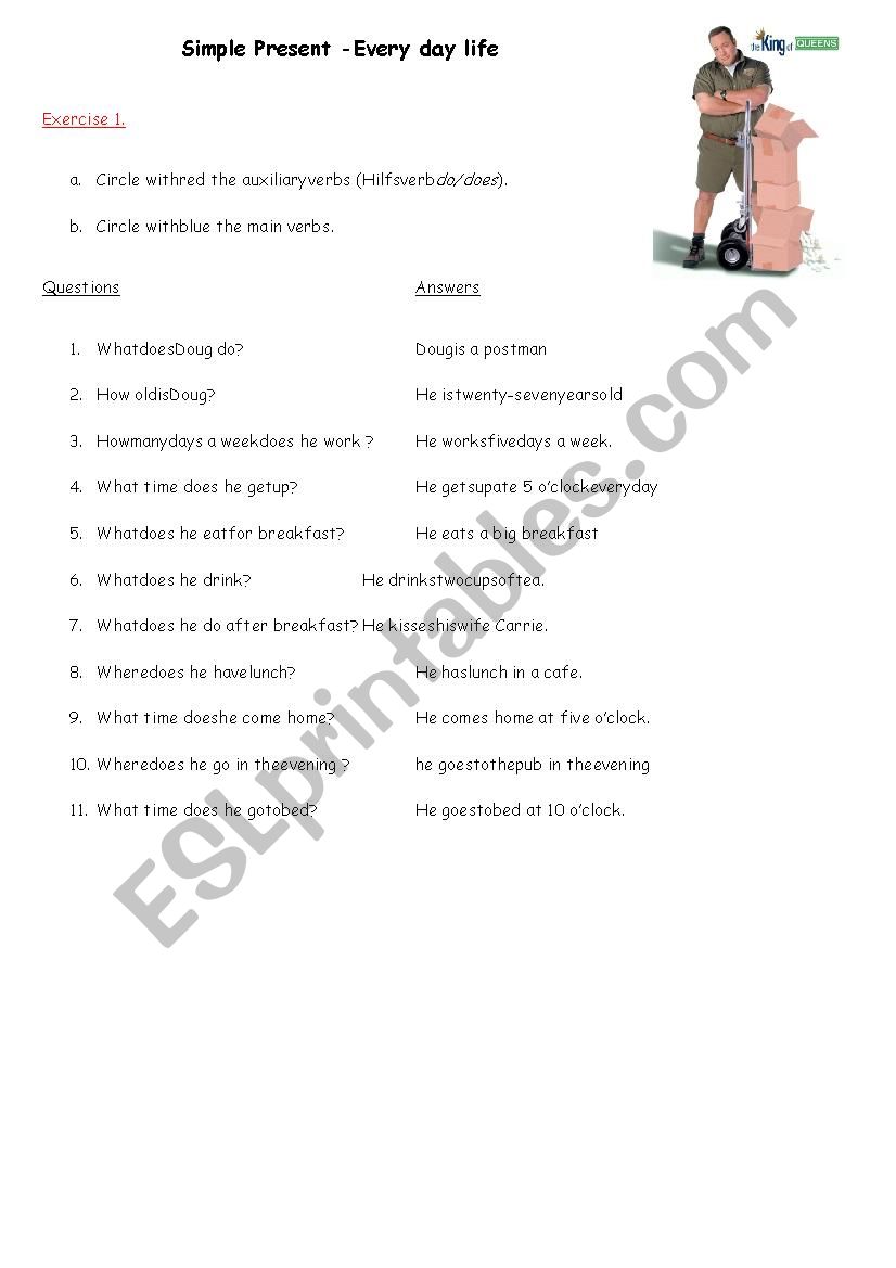 Every day life worksheet