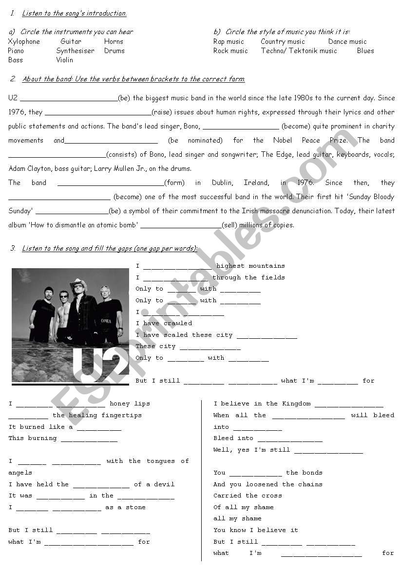 Present perfect + still using the song from U2 Â´still havent found...Â´ in French