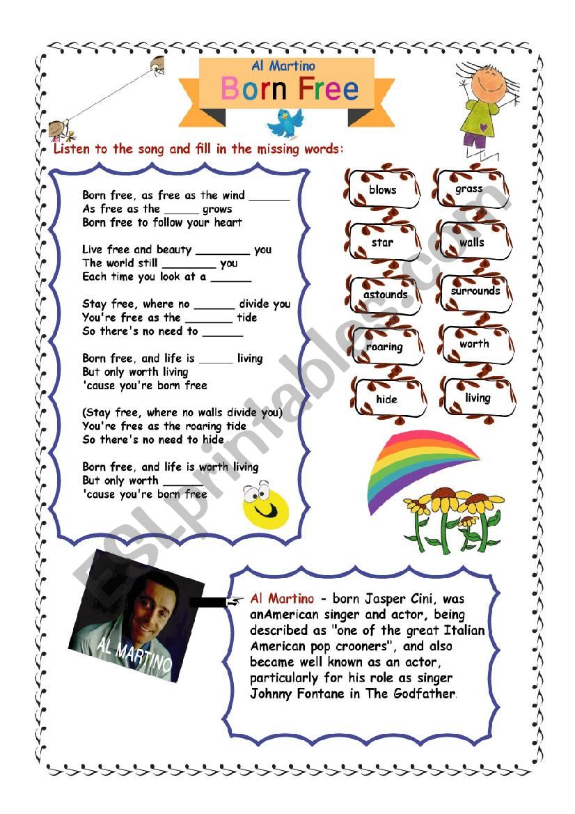 Born Free worksheet