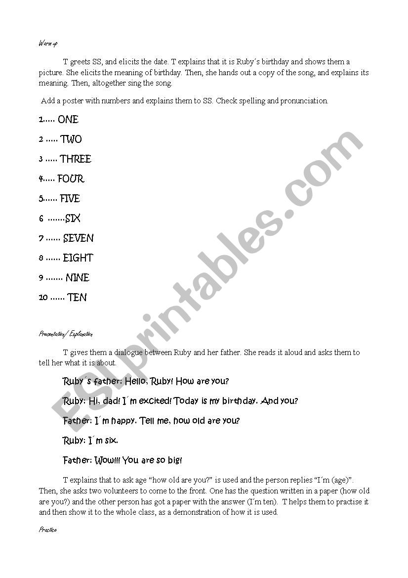 practice on numbers  worksheet