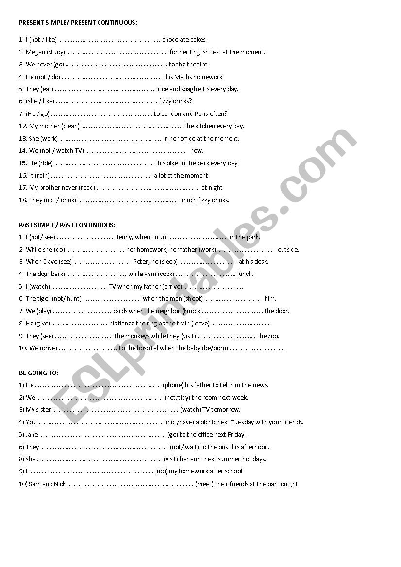 TENSES REVISION worksheet