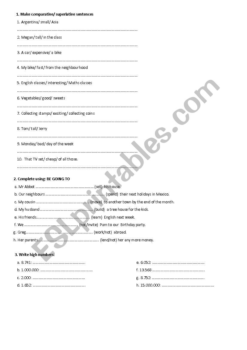 REVISION worksheet