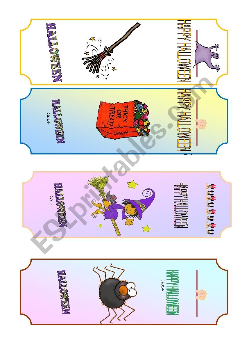 Halloween bookmarks worksheet