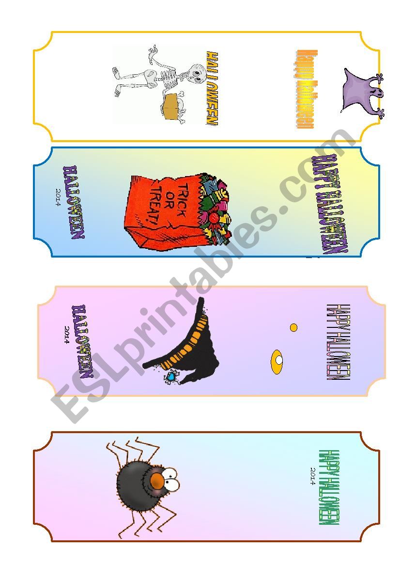 Halloween bookmarks worksheet