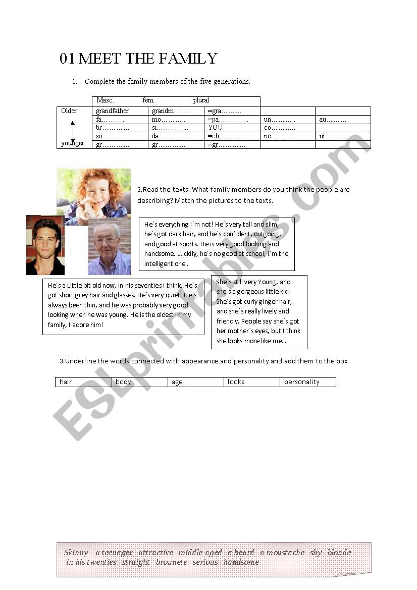 meet the family worksheet