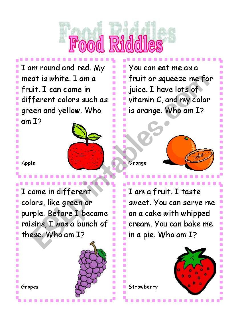 Food Riddles worksheet