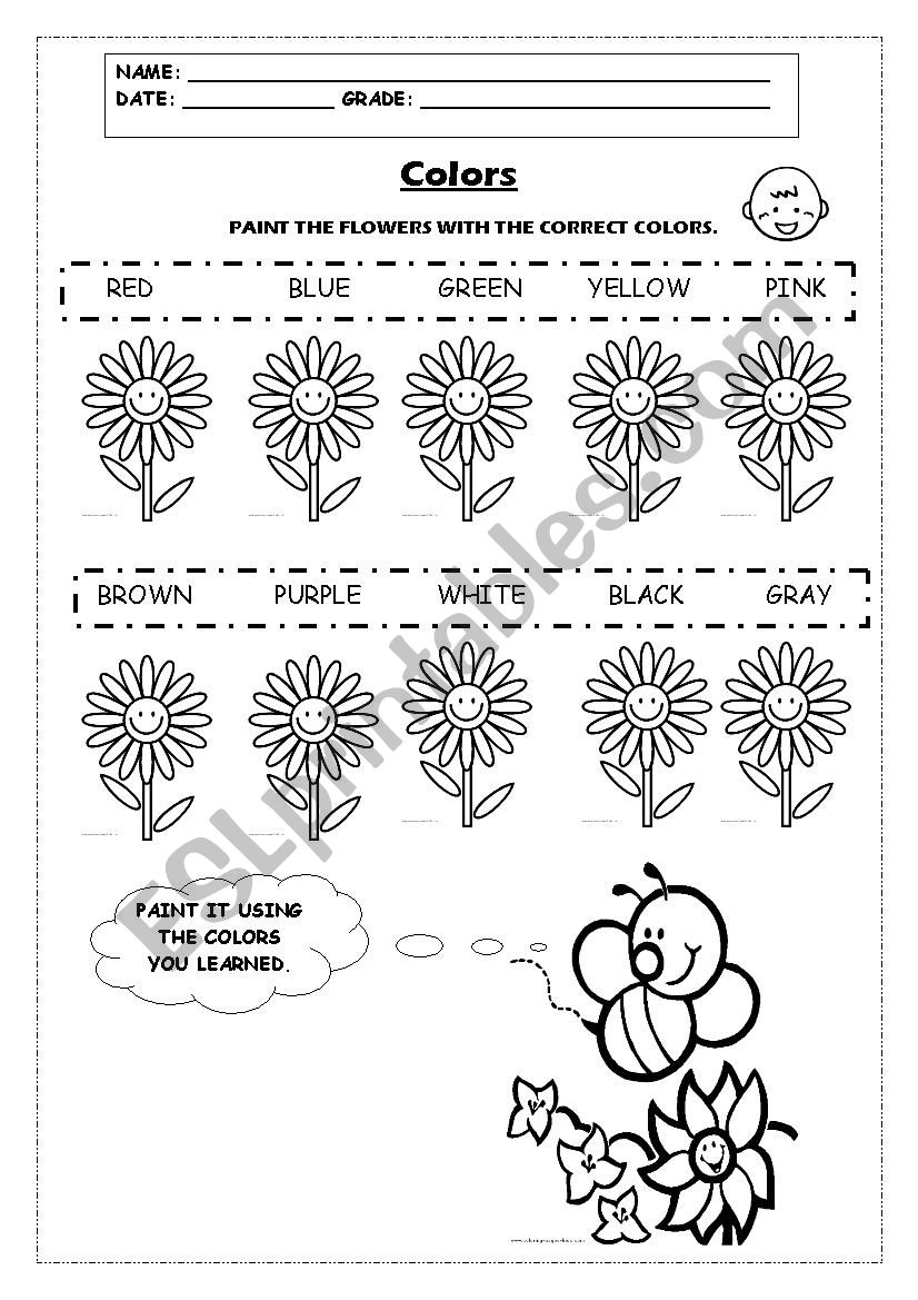 Colors and Flowers worksheet