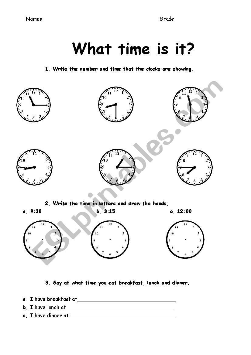 What time is it? worksheet