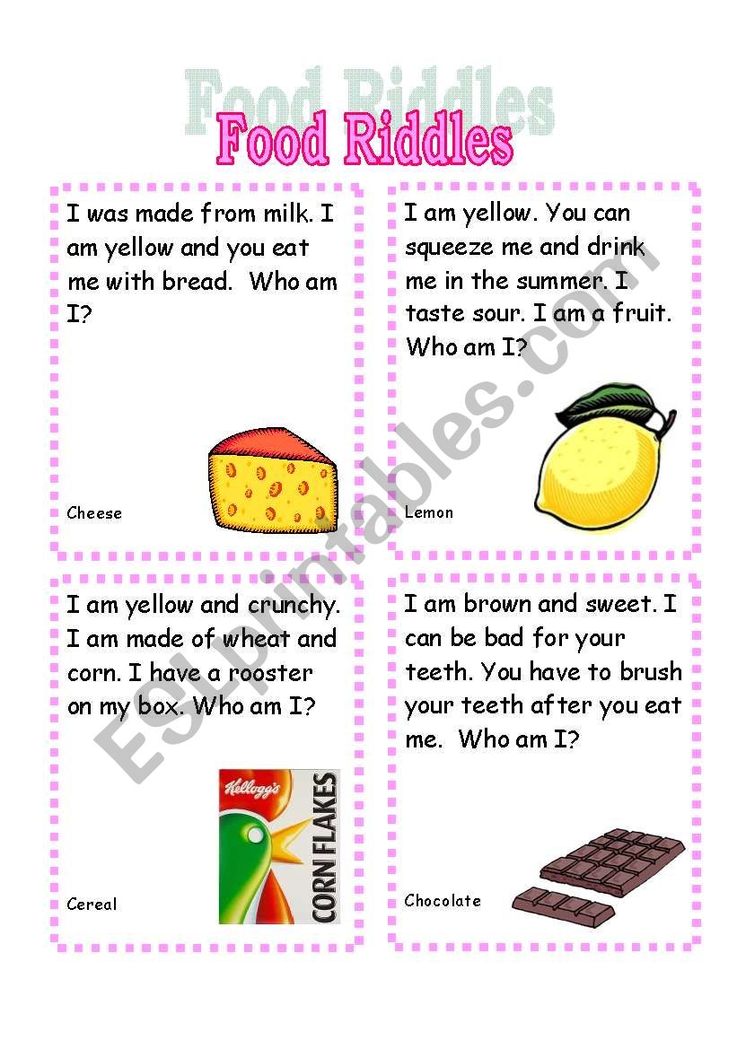 Food Riddles worksheet