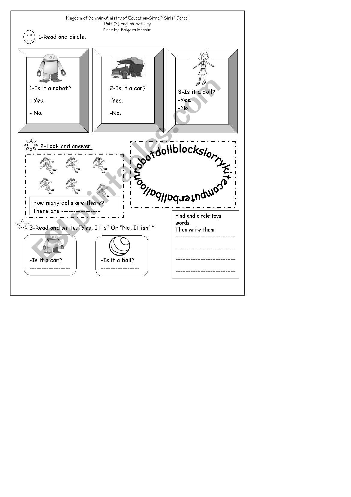 activity worksheet