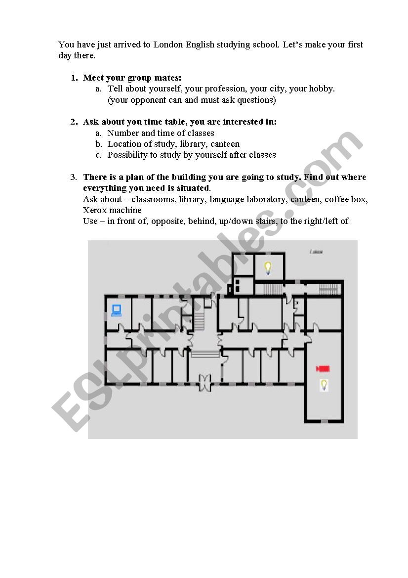 A day in a new school worksheet